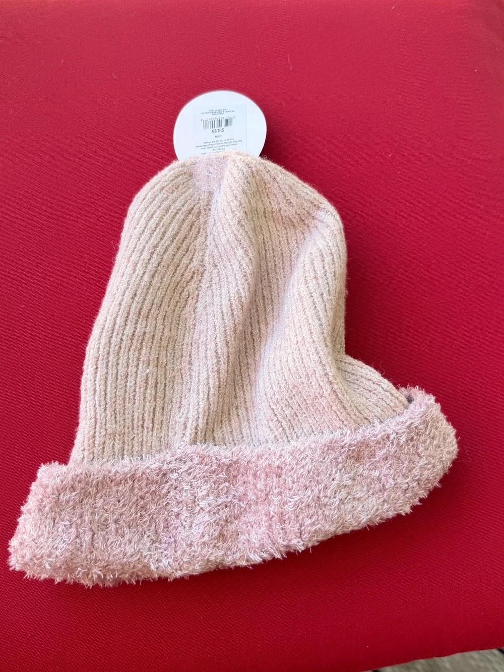 Barnes & Noble Light Pink Fuzzy Cuff Knit Beanie